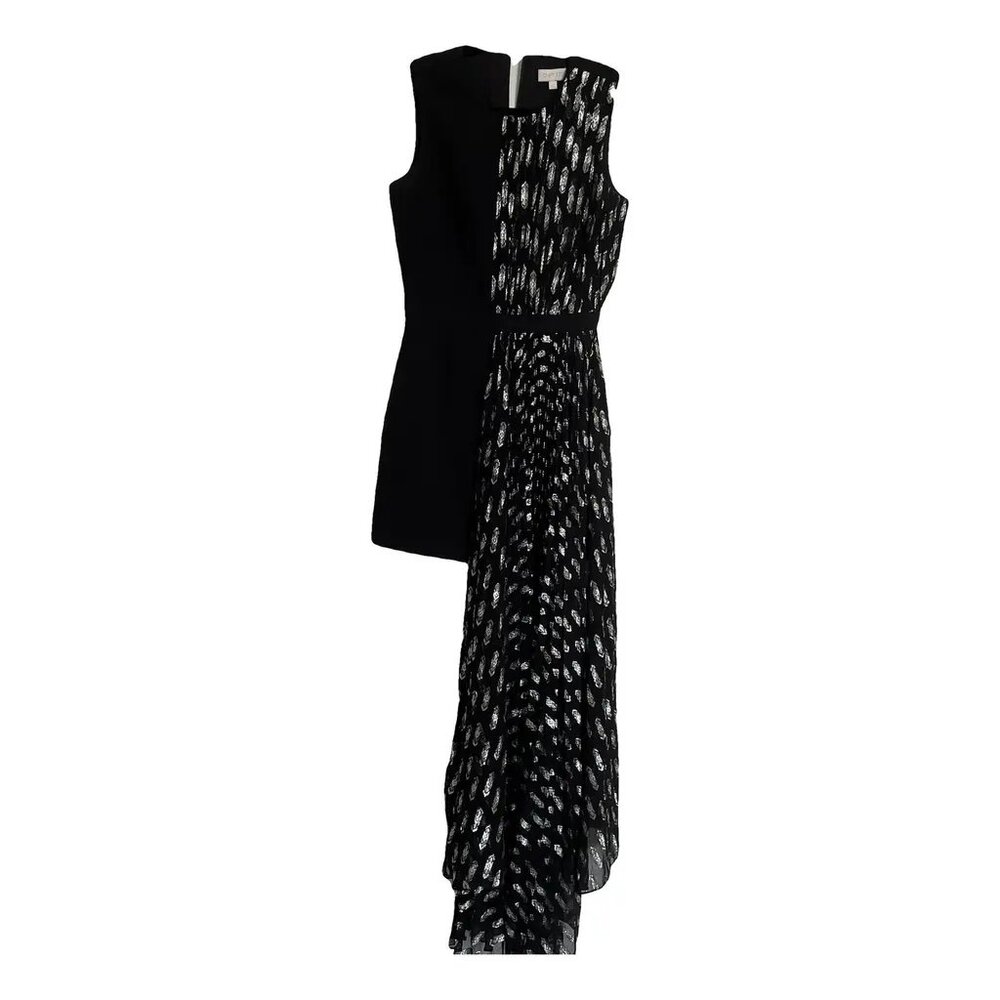 RONNY KOBO Sabrina Pleated High-Low Black Silver Dress NWOT